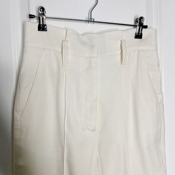 Veronica Beard Clerence Paperbag Pants in White Cream  Linen Size 2 - Picture 9 of 12